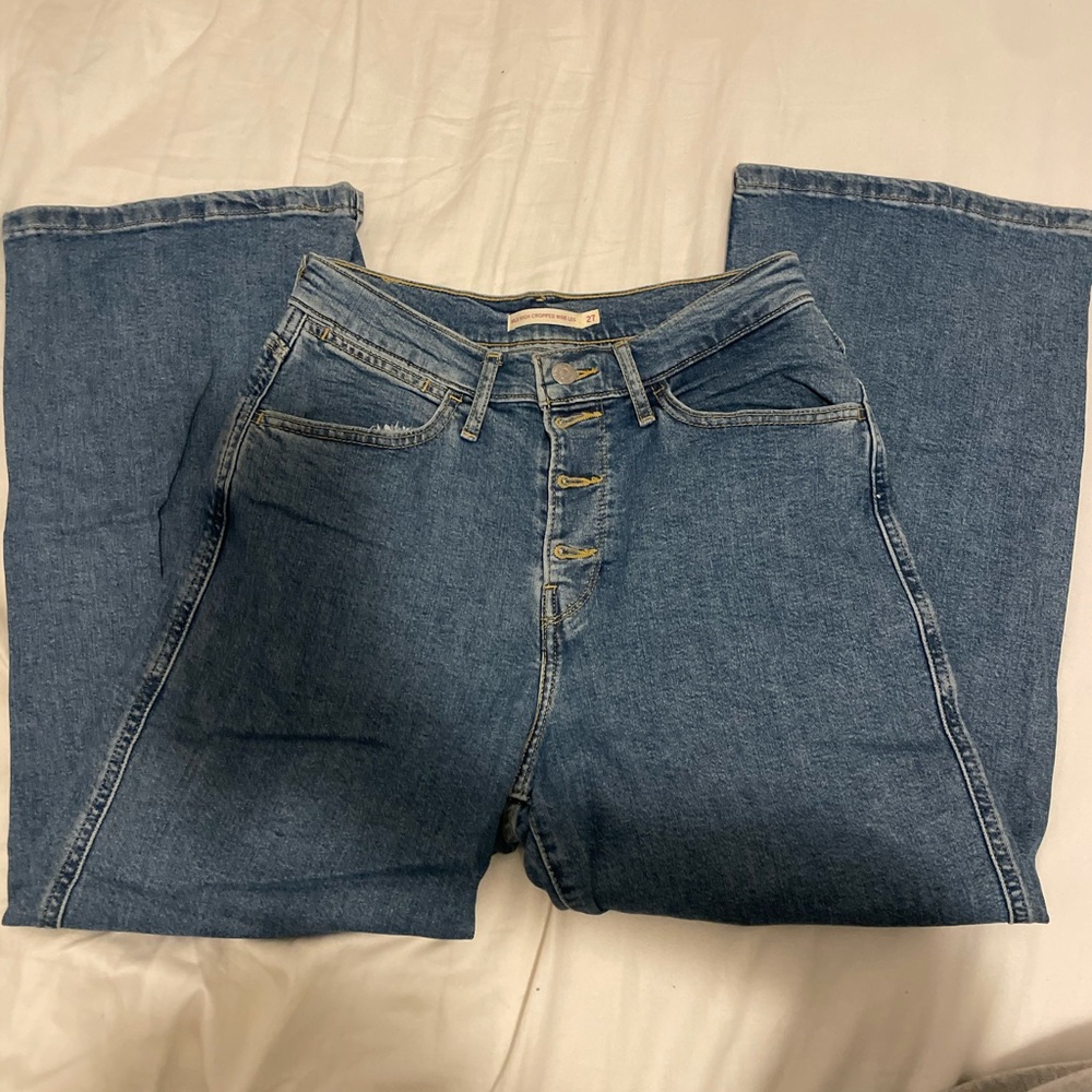 levi’s mile high cropped wide leg jeans